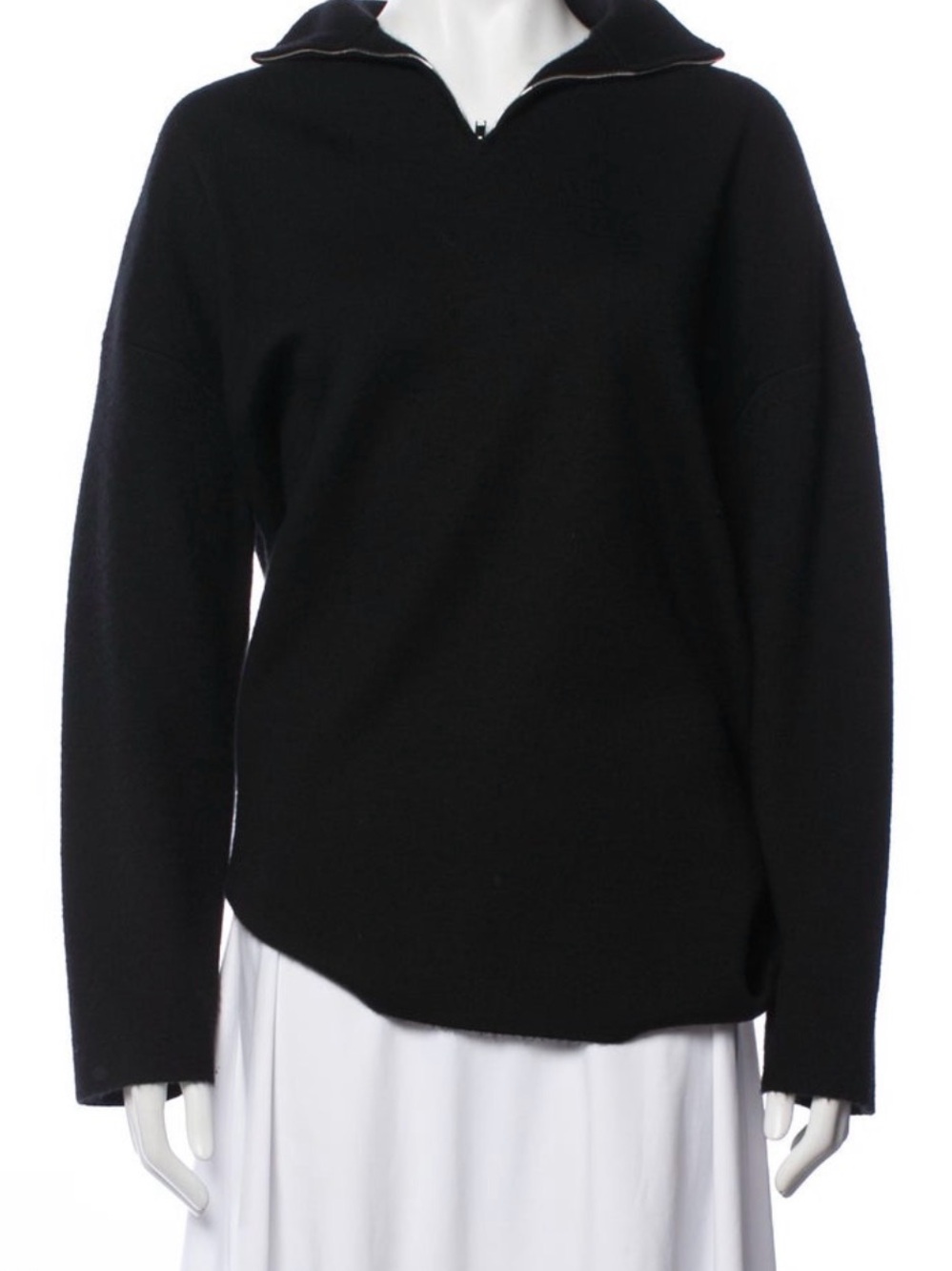 The Row Black Cashmere Half-Zip Turtleneck Sweater